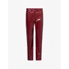 Khaite Womens Garnet Callum Straight-leg Leather Trousers In Burgundy