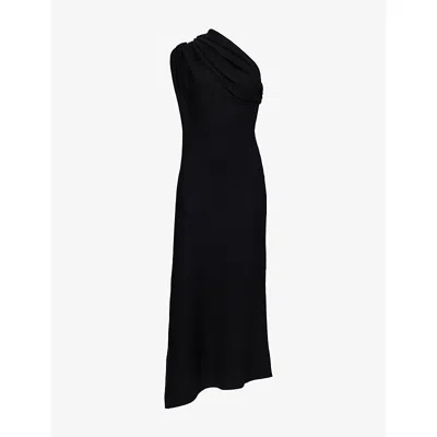 KHAITE WOMENS BLACK COAST ONE-SHOULDER WOOL-BLEND MAXI DRESS