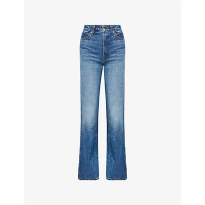 Khaite Womens Harkins Danielle Straight-leg Denim-blend Jeans In Blue
