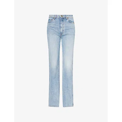 Khaite Womens Bryce Stretch Danielle Straight-leg Denim Jeans In Blue