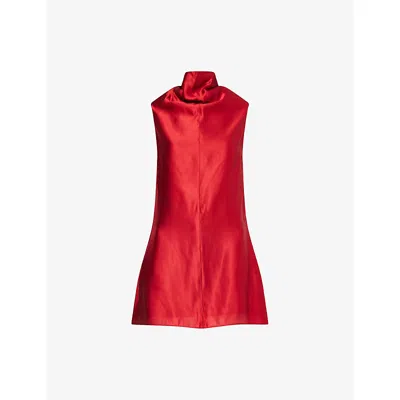 Khaite Womens Crimson Daria Sleeveless Woven Mini Dress In Red