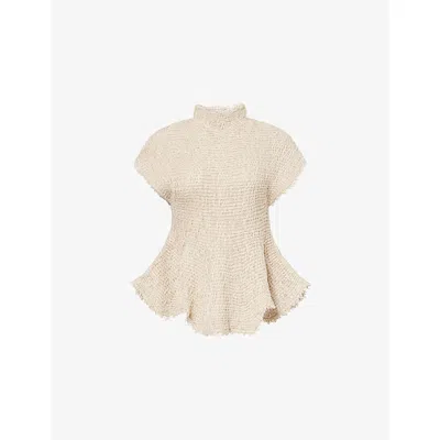 Khaite Womens Flax Gilles Flared Knitted Top Xs In Brown