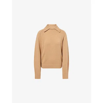 Khaite Womens Camel Jackson Collared Wool And Cashmere-blend Jumper In Brown