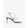 Khaite Loop Snake-effect Leather Sandals In Beige Comb