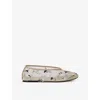 Khaite 5mm Marcy Embroidered Mesh Ballerinas In Cream Comb