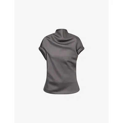 Khaite Womens Storm Tandie Draped Wool-silk Blend Top In Gray