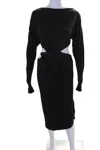 Khaite Womens Long Sleeves Cut Out Maxi Dress Black Wool In Black