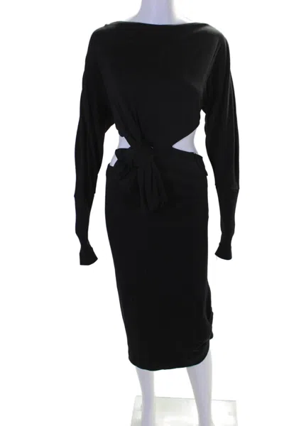 Khaite Womens Long Sleeves Cut Out Maxi Dress Black Wool