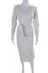 Khaite Womens Long Sleeves Twist Knot Cut Out Dress White Wool In White