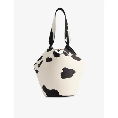 Khaite Womens Lotus Mini Suede Tote Bag Natural