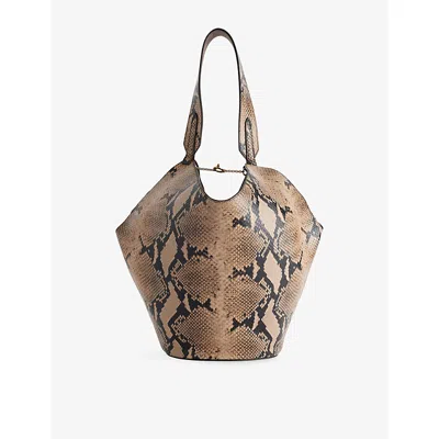 Khaite Womens Lotus Small Suede Tote Bag Taupe / Morning Dove