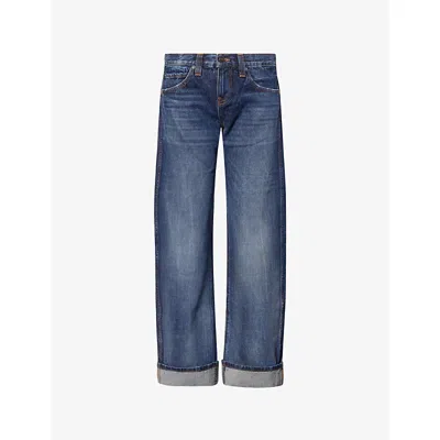 Khaite Womens Lykens Karo Turn-up Straight-leg Denim Jeans In Blue