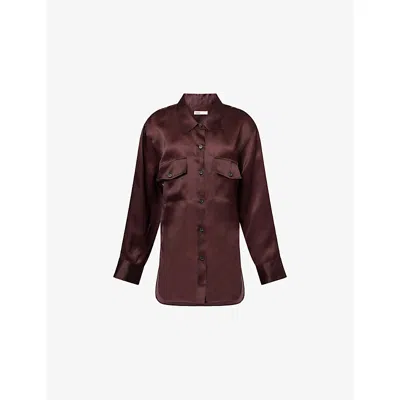 Khaite Womens Almandine Matteo Relaxed-fit Silk Shirt In Burgundy