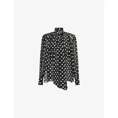 Khaite Womens Medium Dot Black Vali Dot-print Silk Top