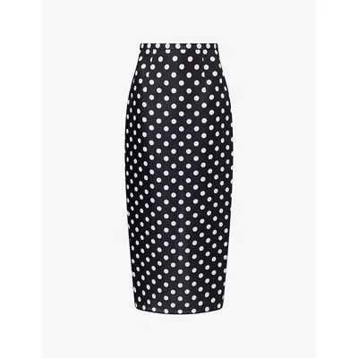 Khaite Womens Medium Dot Black Winton Polka-dot Silk Pencil Maxi Skirt