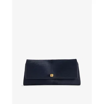 Khaite Womens Midnight Navy Audrey Pony Hair Leather Clutch In Blue