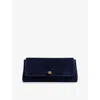 Khaite Audrey Flap Suede Clutch Bag In Midnight Navy