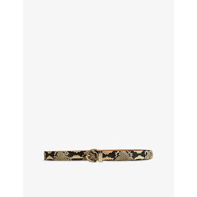 Khaite Womens Bambi Python-embossed Leather Belt Natural