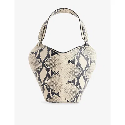 Khaite Womens Natural Lotus Mini Python-embossed Leather Tote Bag In Brown