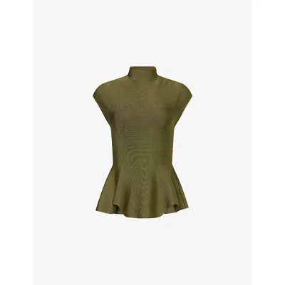 Khaite Womens Olive Andra Stand-collar Knitted Top In Green