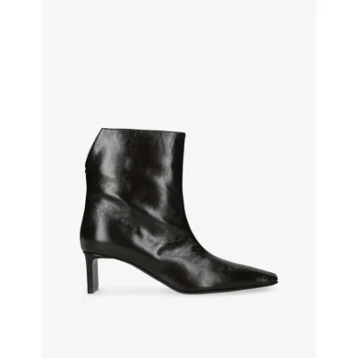 Khaite Womens Ona 55 Leather Heeled Ankle Boots Dark Brown Eur 37 / 4 Uk In Black