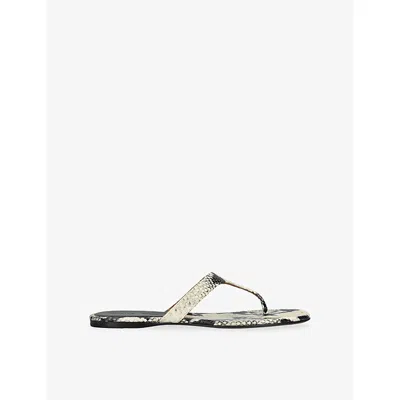 Khaite Womens Other Archer Thong Leather Flat Sandals Eur 40 / 7 Uk In Animal Print