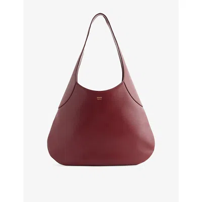 Khaite Womens Oxblood Joan Large Foil-print Logo Leather Hobo Bag In Burgundy