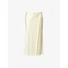 Khaite Womens Pale Yellow Demi Wrap Satin Midi Skirt In Neutral