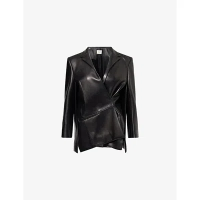 Khaite Womens Palto Asymmetric Leather Jacket Black