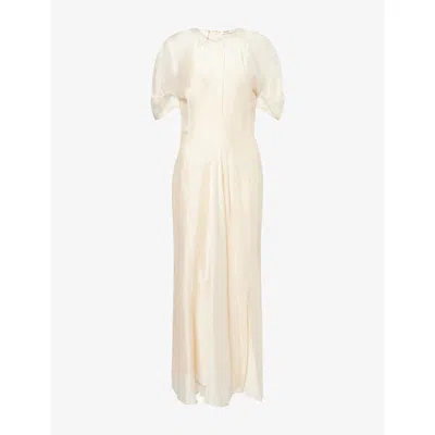 Khaite Womens Ria Cap-sleeve Silk-blend Maxi Dress Ivory Glow