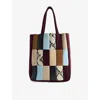 Khaite Womens Rouge Noir Multi Zoe Patchwork Leather Tote Bag