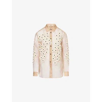 Khaite Womens Tea Stain Scatter Argo Floral-embroidered Silk Shirt