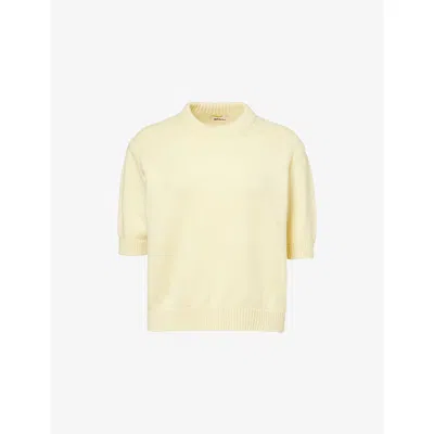 Khaite Womens Davin Short-sleeve Cashmere Jumper Zest