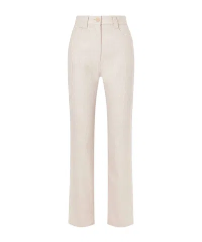 Khaite Callum Stretch Wool And Cashmere-blend Straight-leg Pants In Pink