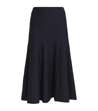 Khaite Wool-blend Mayu Midi Skirt In Blue