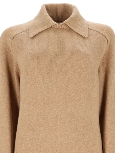 Khaite Wool Cashmere Collared Sweater In Nude