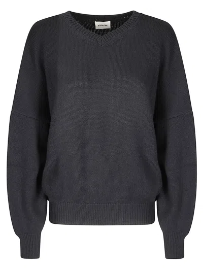 Khaite Wool Cashmere V-neck Sweater In Black