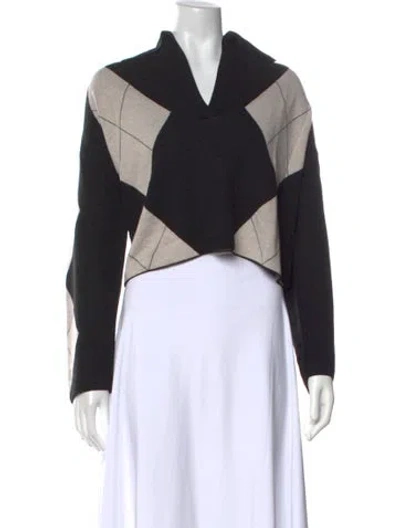 Pre-owned Khaite Wool Colorblock Pattern Sweater In Black