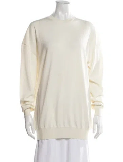 Pre-owned Khaite Wool Crew Neck Sweater In White