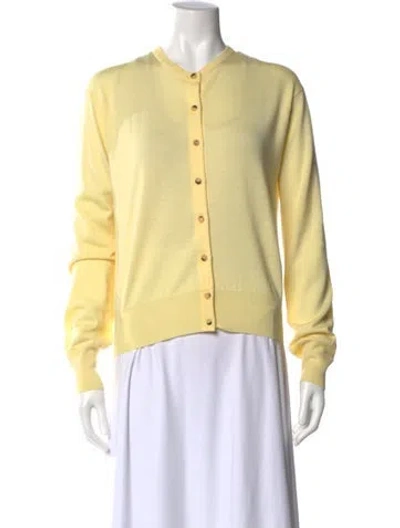 Pre-owned Khaite Wool Crew Neck Sweater In Yellow