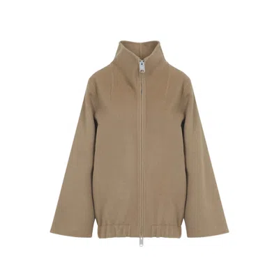 Khaite Wool Jacket With High Collar And Relaxed Fit In Brown