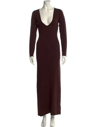 Pre-owned Khaite Wool Long Dress In Brown
