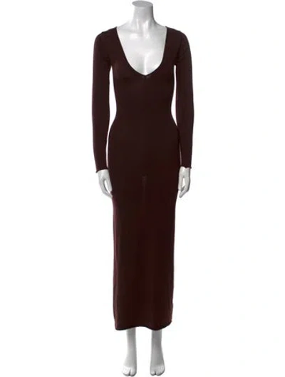 Pre-owned Khaite Wool Long Dress In Brown