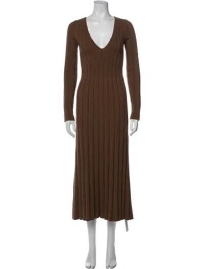 Pre-owned Khaite Wool Long Dress In Brown