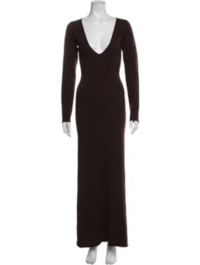 Pre-owned Khaite Wool Long Dress In Brown