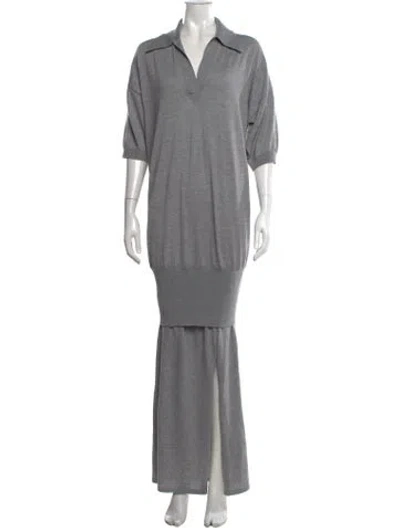 Pre-owned Khaite Wool Long Dress W/ Tags In Grey