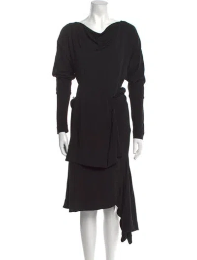 Pre-owned Khaite Wool Midi Length Dress In Black