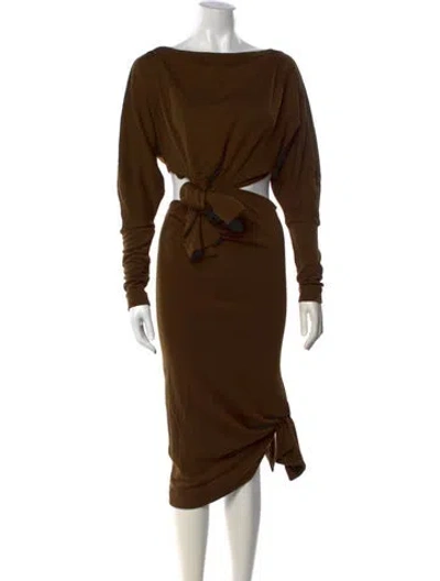 Pre-owned Khaite Wool Midi Length Dress In Brown