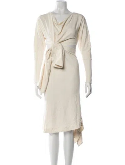 Pre-owned Khaite Wool Midi Length Dress In Neutral