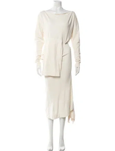 Pre-owned Khaite Wool Off-the-shoulder Top In Neutral